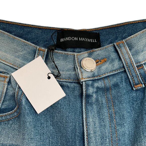 Brandon Maxwell The Stella Metallic Leather Patch Jeans - Picture 4 of 4